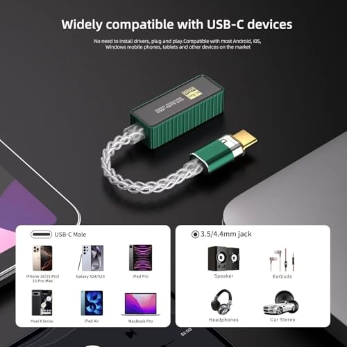 Audio Go Link Max - Portable USB-C 3.5mm/4.4mm Outputs Hi-Res PCM 384kHz/DSD256