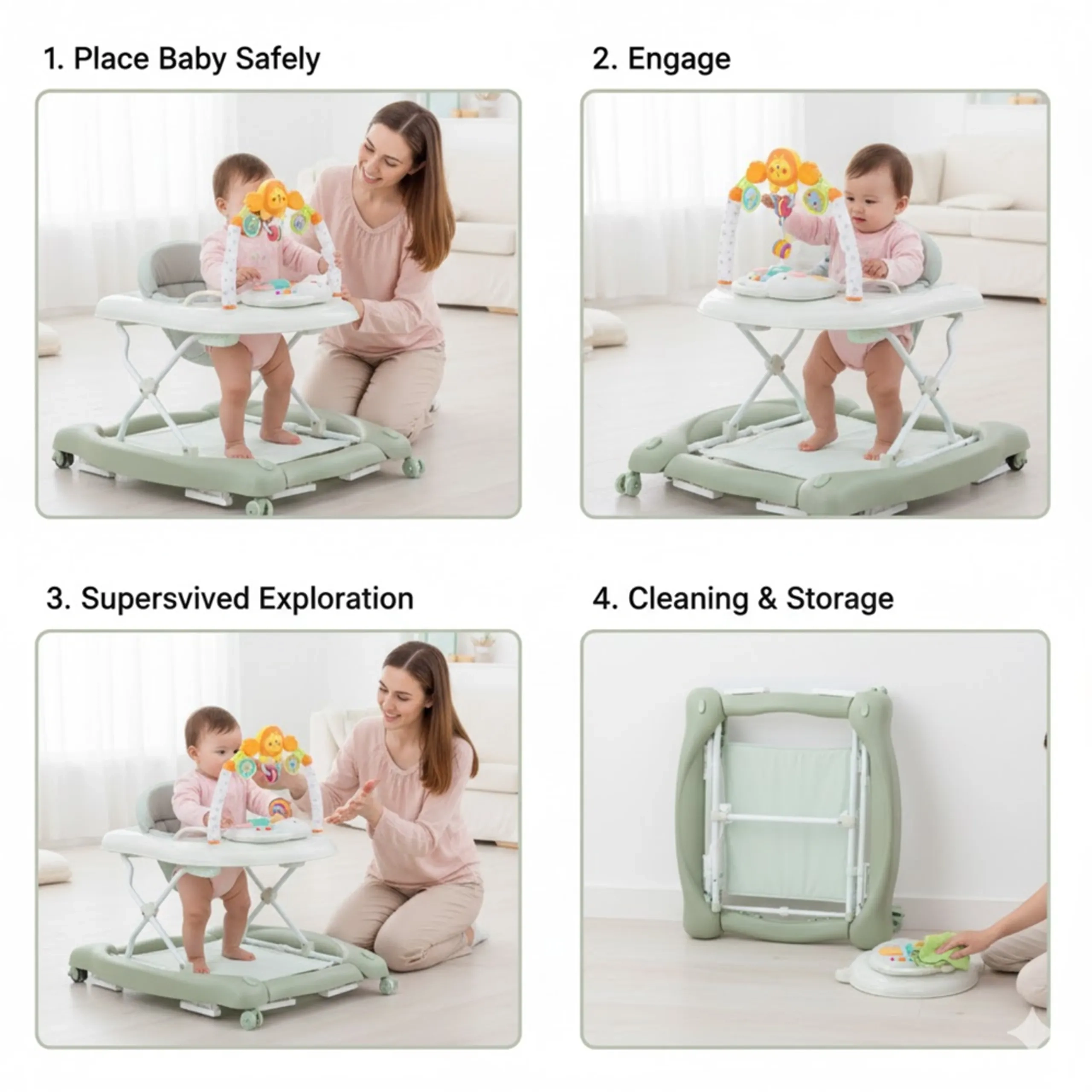 5 In 1 Baby Walker Set - Green