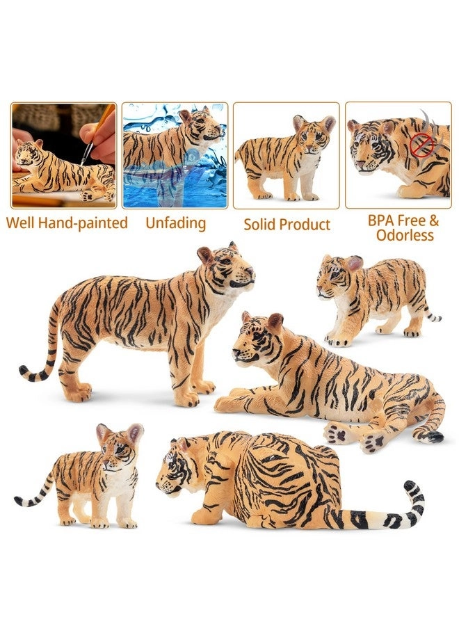 Realistic White Tigers Figurines 6 pcs