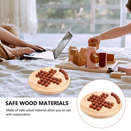 Wooden Marble Solitaire Board - 14x14x2.8 cm 1 player