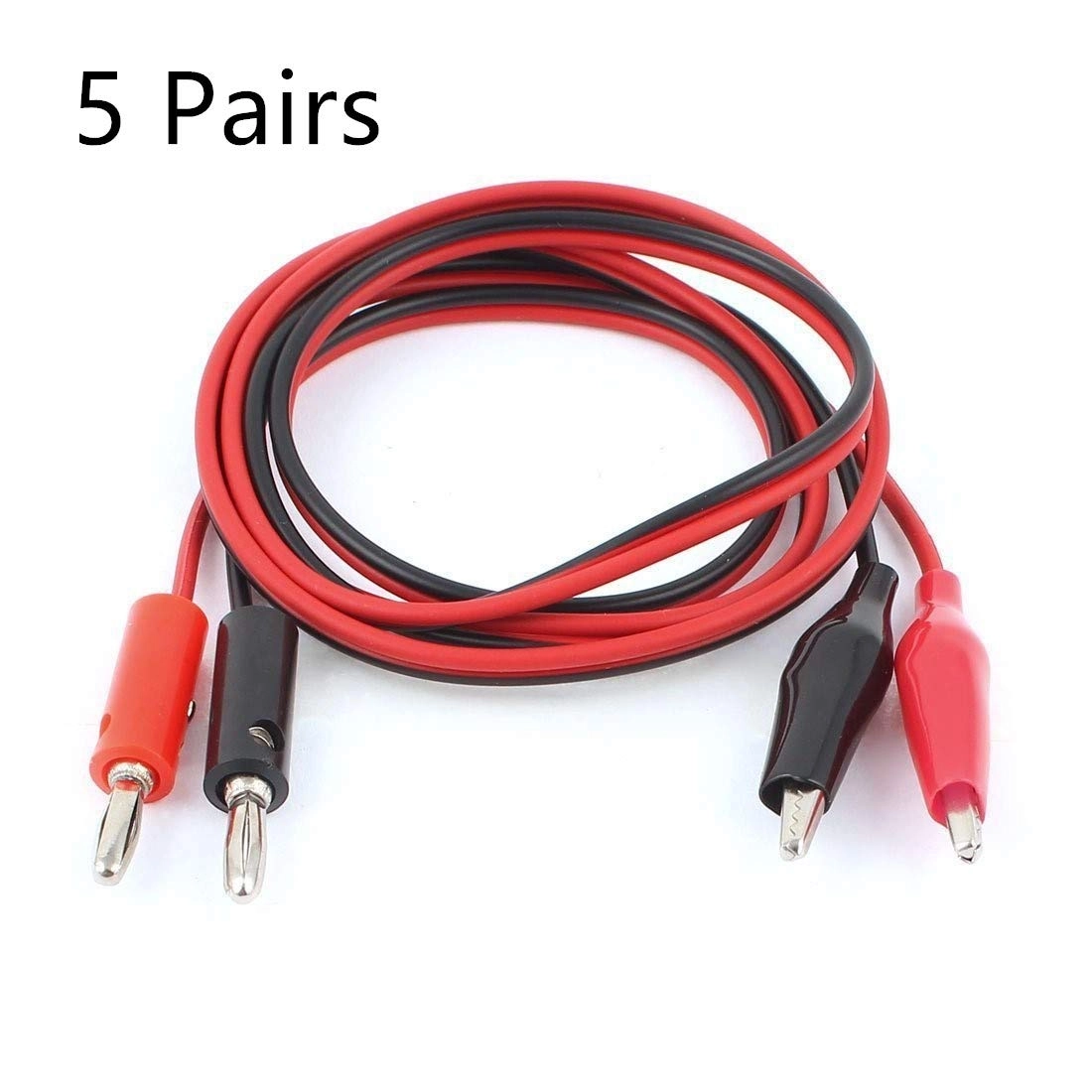 Power Supply Double Alligator Clip to Banana Connector Audio Video Test Cable - 1M