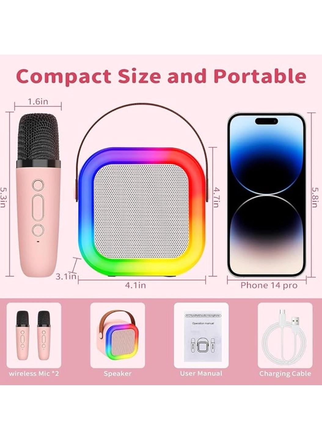 Portable Karaoke Speaker - 2 Mic