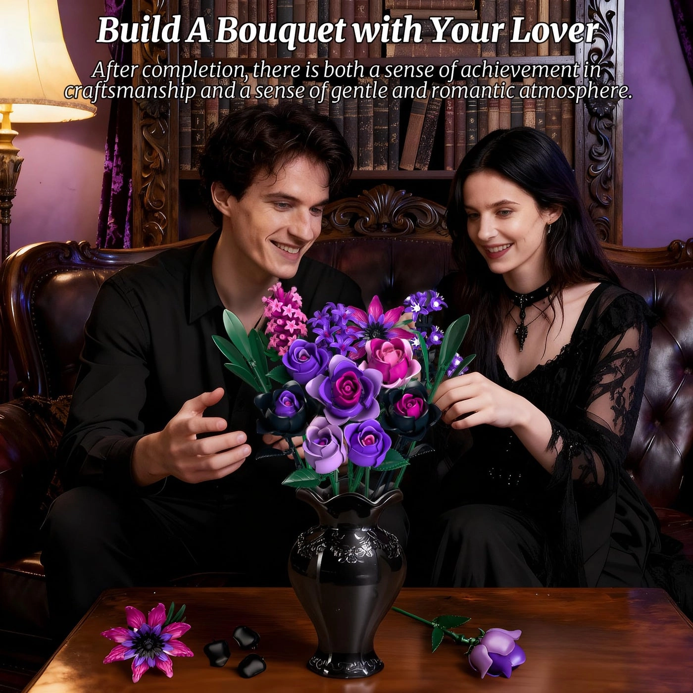 Bouquet Building Set - Purple Rose 458 pcs