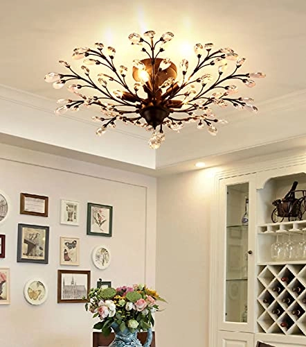 Crystal Ceiling Light - Matte Black 5 Lights