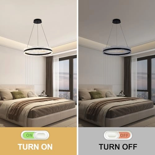 Single Ring White LED Chandelier - 3000K-6000K Dimmable