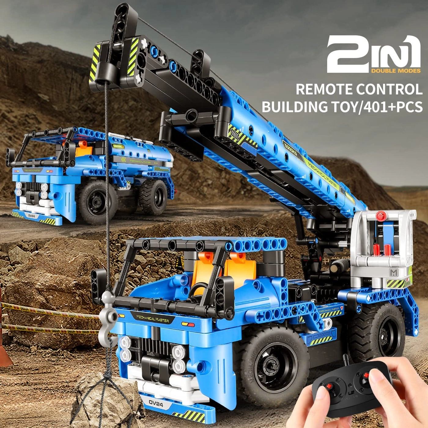 Remote Control Building Toys - 2-in-1 Technic Crane Truck