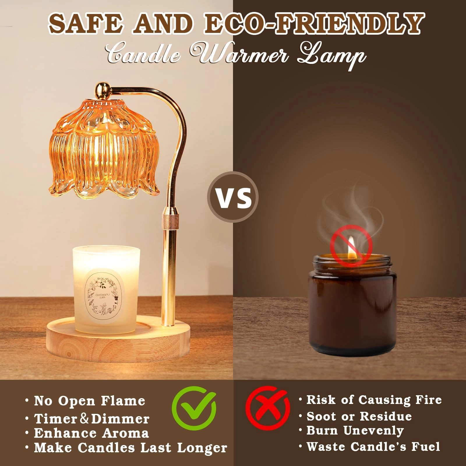 Candle Warmer Lamp - Height Adjustable Timer 2 Bulbs