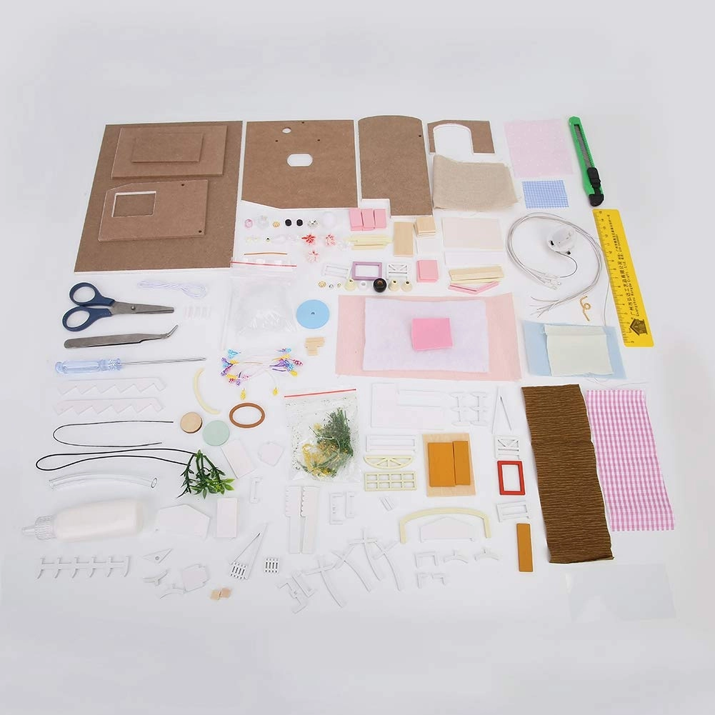 Masyrt Miniature Wooden Dollhouse - 3D DIY LED lights