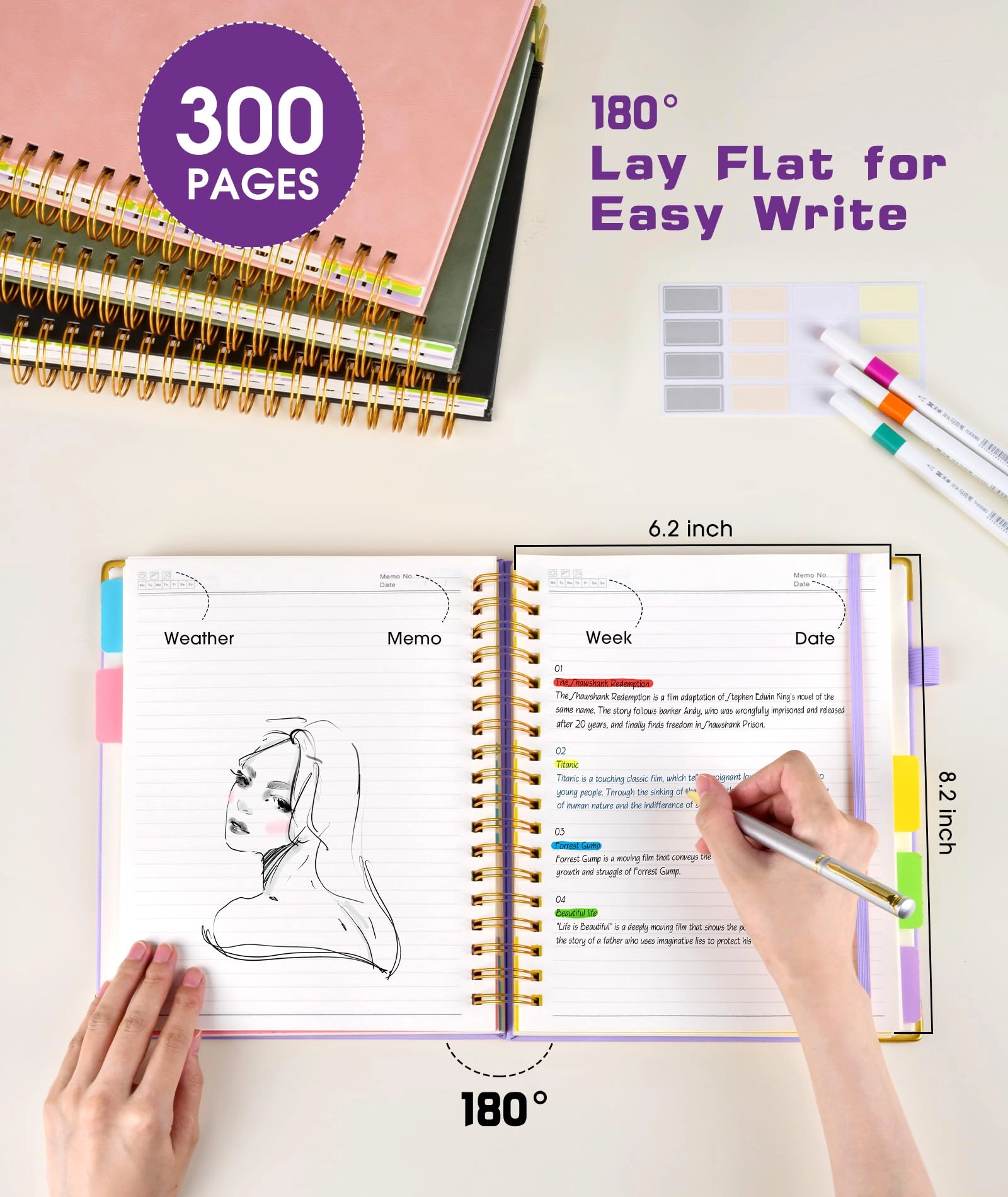 Hardcover Spiral Notebook A5 Spiral - Lined 300 Pages