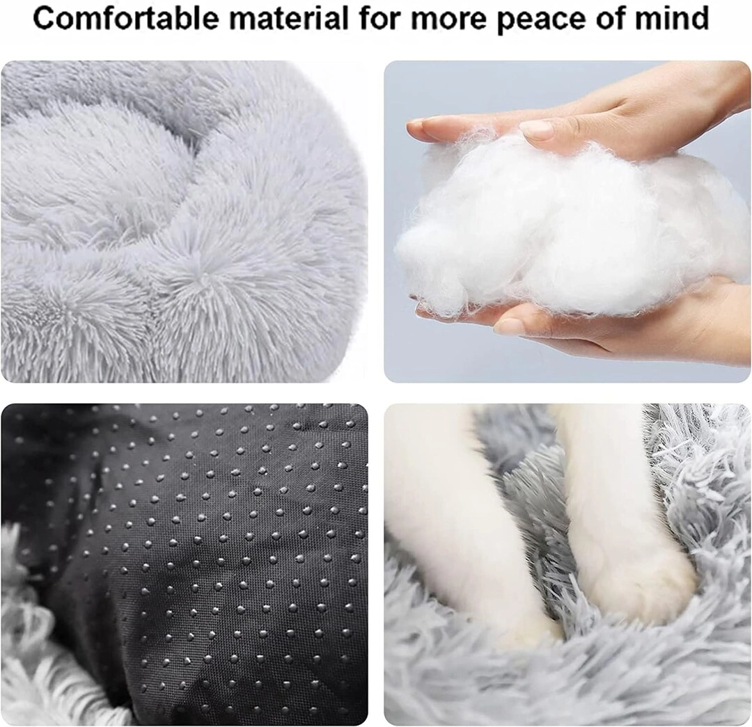 Fluffy Donut Style Soft Plush Circle Bed - 60X52X46Cm PP cotton filling