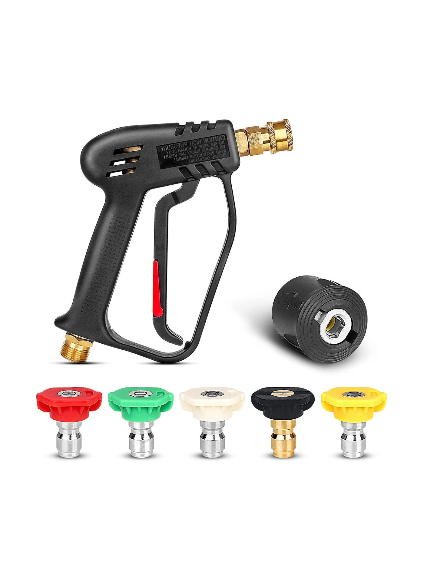 High Pressure Washer Gun - 5 Detachable Nozzle Tips Quick Connect M22-14mm