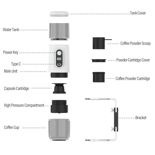 Portable Coffee Maker - 100ml capsules and grounds
