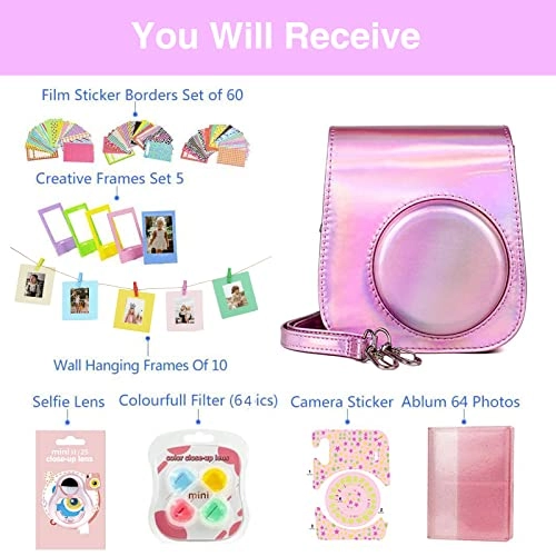 Case - Magic Pink + Adjustable strap + Photo album + Four-color filter + Frame sticker + Camera sticker + Selfie mirror