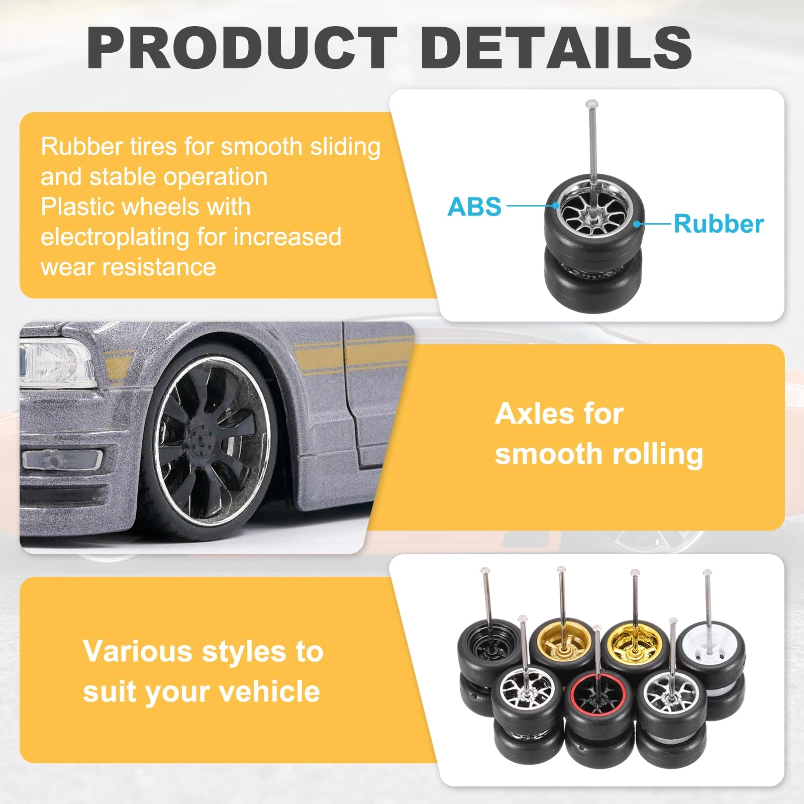 Wheels and Tires Set - 8.0 count 1/64
