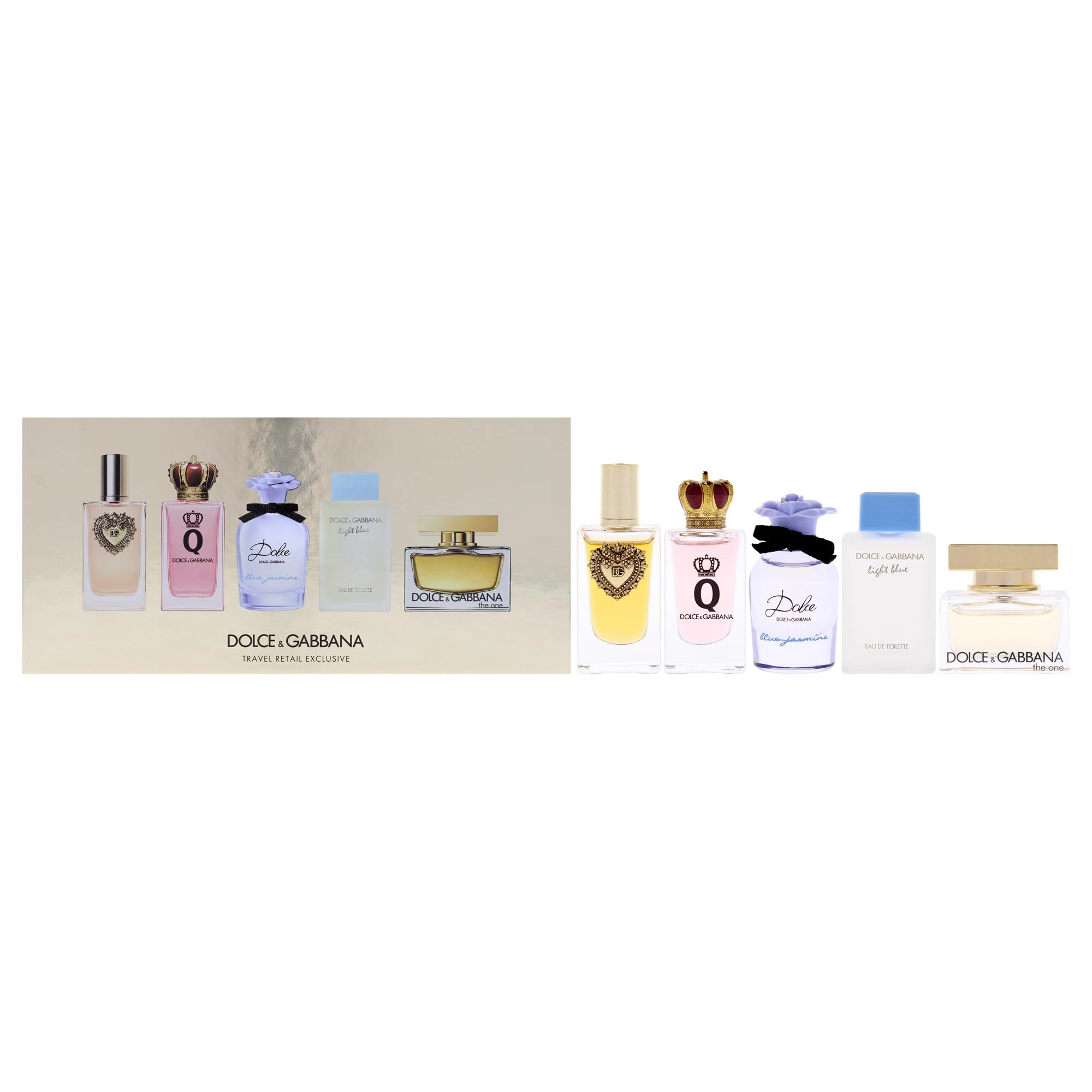 Dolce&Gabbana Devotion - 5ml + Q - 5ml + Blue Jasmine - 5ml + The One - 5ml + Light Blue - 4.5ml