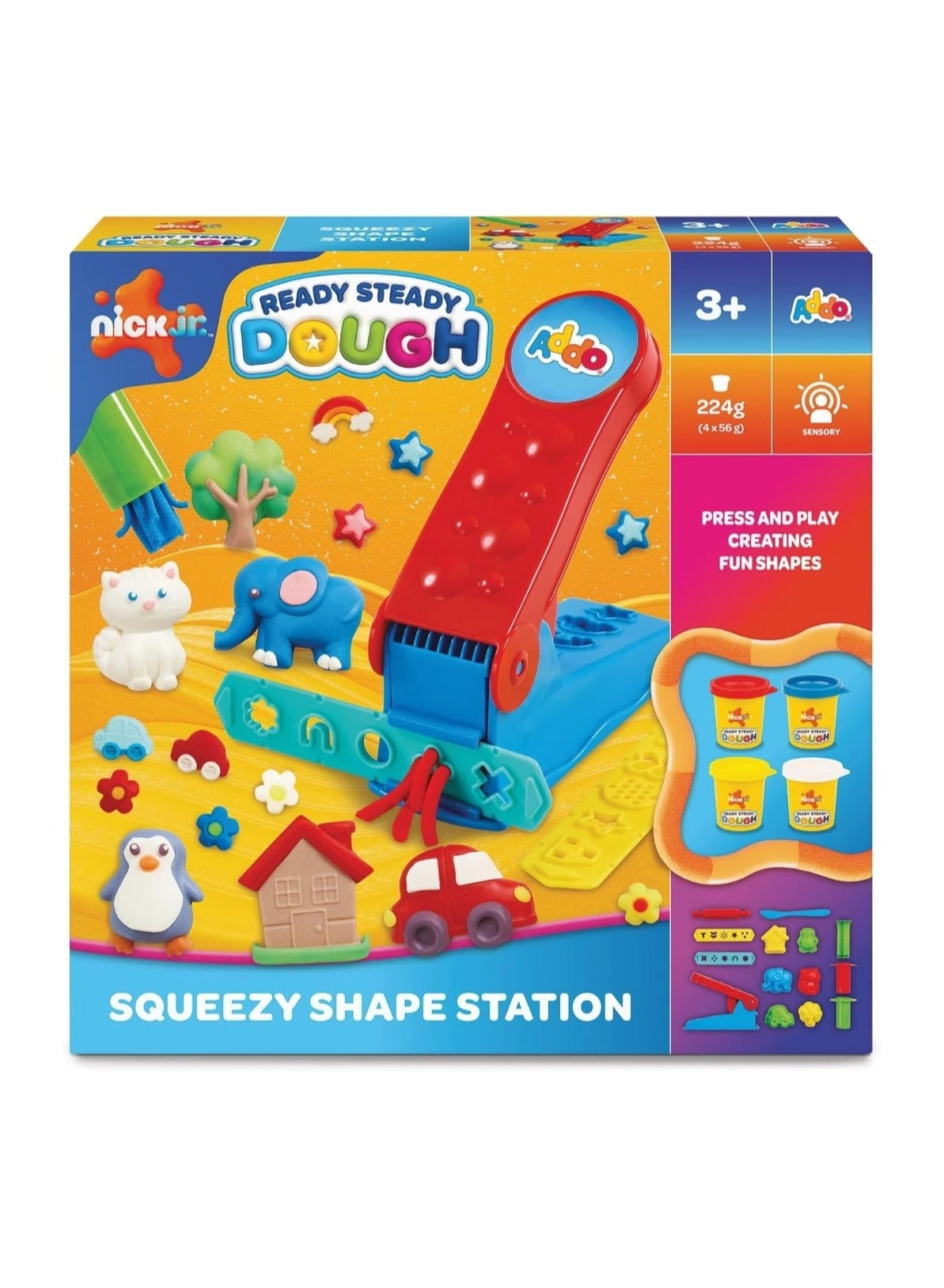 Nick Jr. Ready Steady Dough Squeezy Shape Station Playset - 3+ years 4 x 56g colourful dough pots