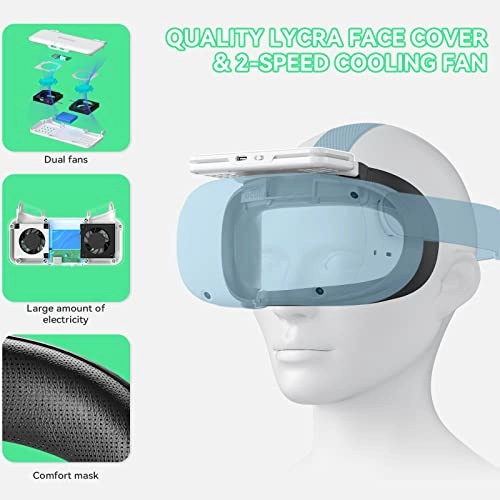 Cooling Fan - 2 Speeds 700mah + Face Cover - PU Leather white & black
