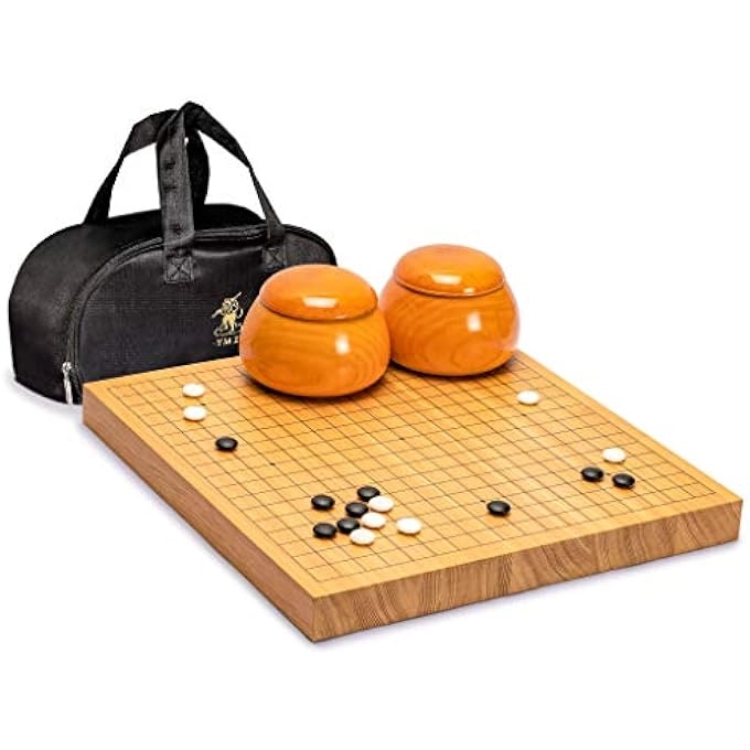 Yellow Mountain Imports Shin Kaya - Reversible 19x19 / 13x13 Double Convex Yunzi Stones Jujube Wood Bowls