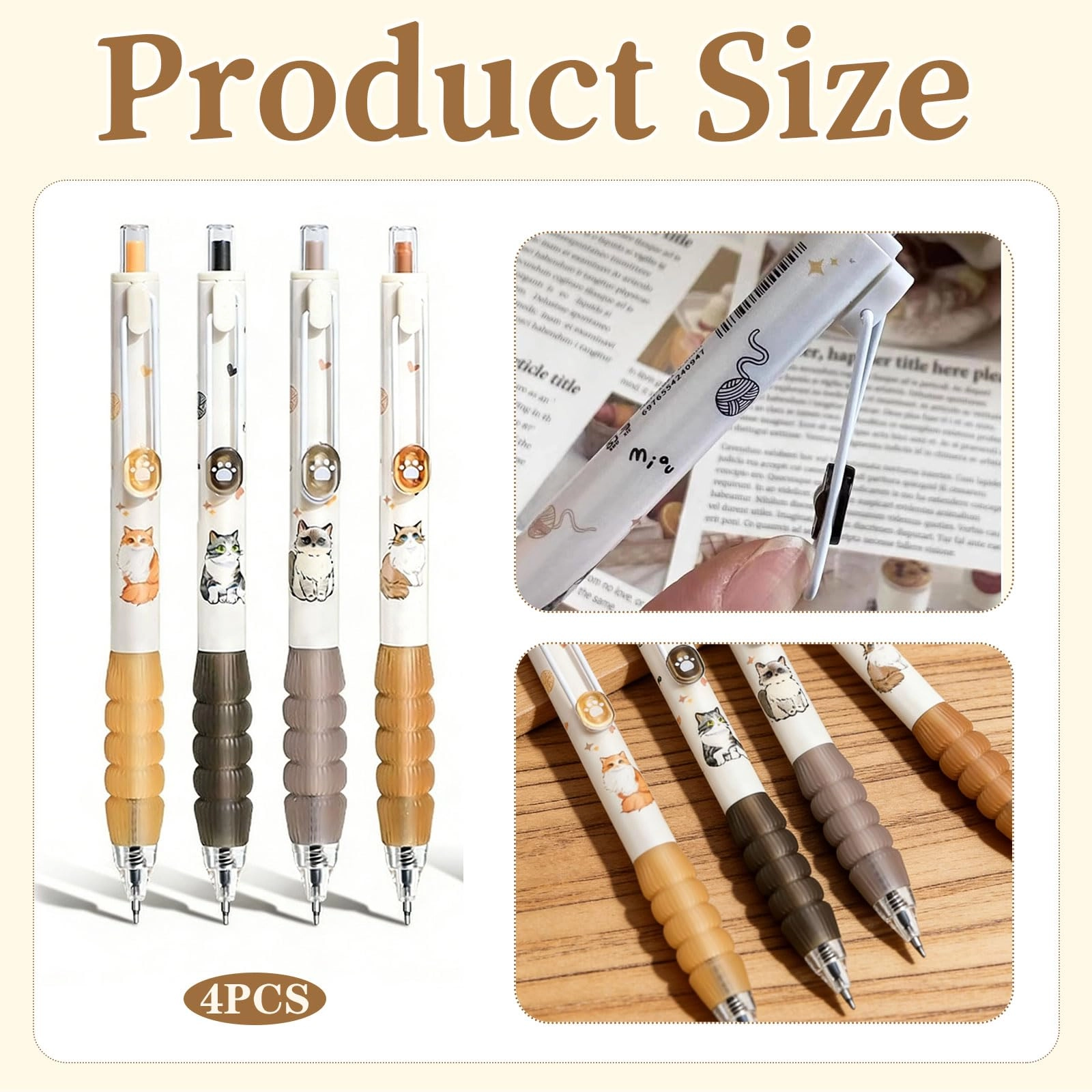 Retractable Gel Pens - 4 Pcs 0.5mm