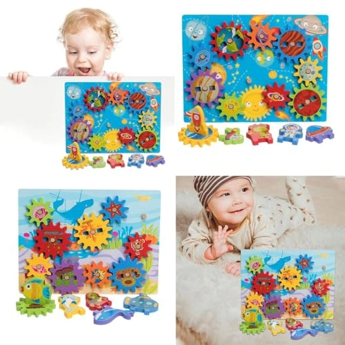 Gear Building Block Toy Set - 1pcs Board 10pcs Gears 5pcs Blocks