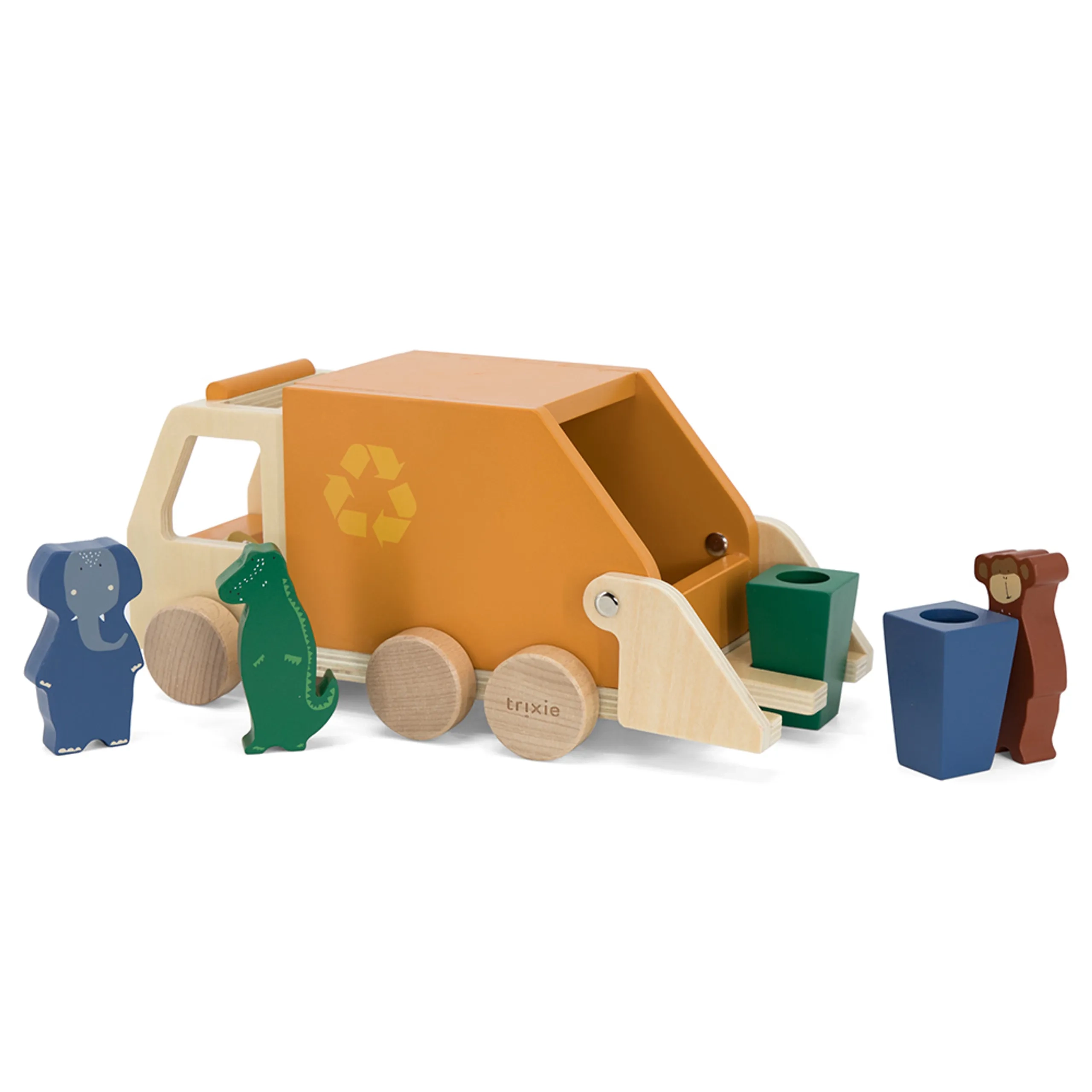 Wooden Garbage Truck - Orange FSC-certified