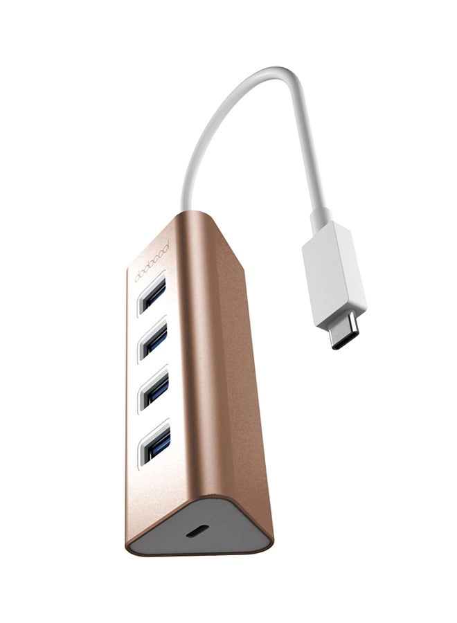 USB Hub - 4-Port Rose Gold/White