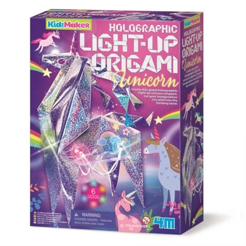 4M Holographic Light-Up Origami Unicorn Craft Kit 5+ years