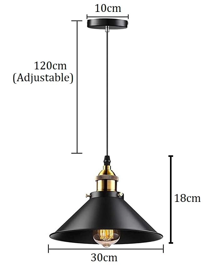 Pendant Light - Black Adjustable E27