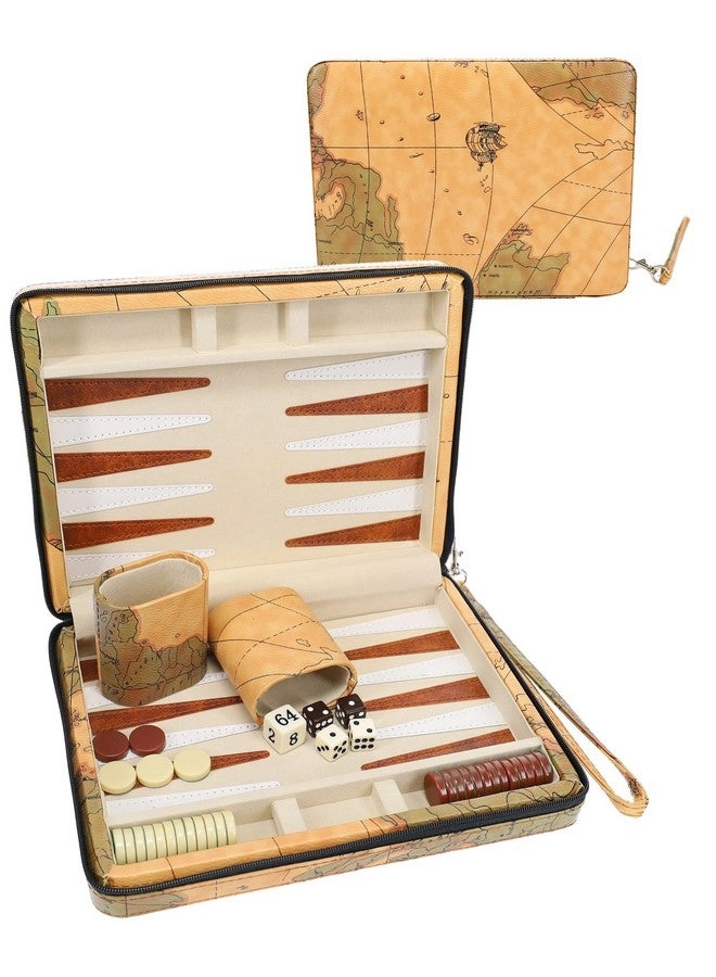 Backgammon Board - Magnetic Map Style + Carrying Strap