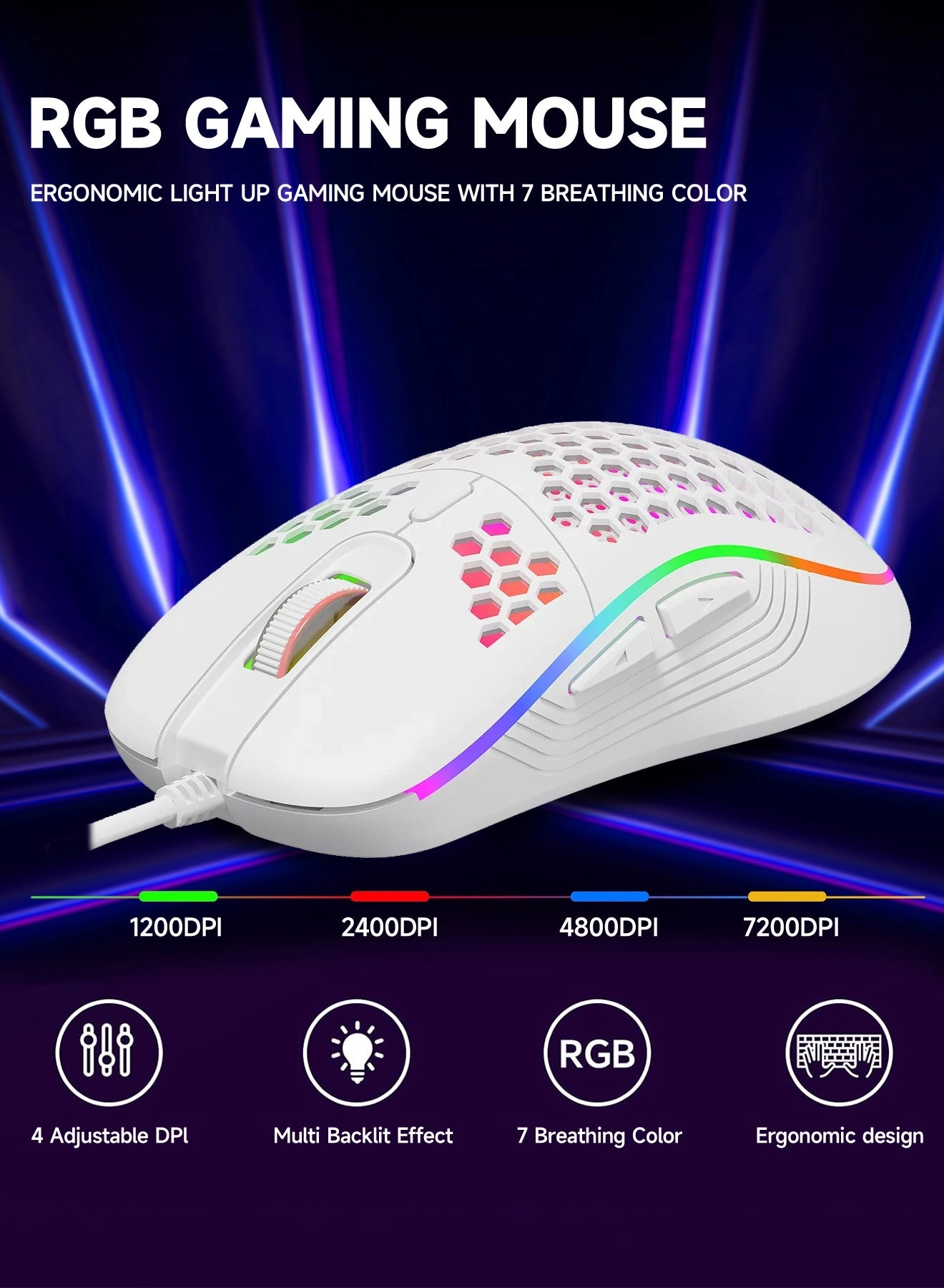 60% Gaming Keyboard + Honeycomb Optical Mouse