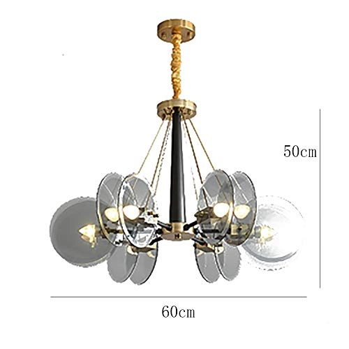 E14 Nordic Post-modern Creative Glass Chandelier - 8 head Soot cover
