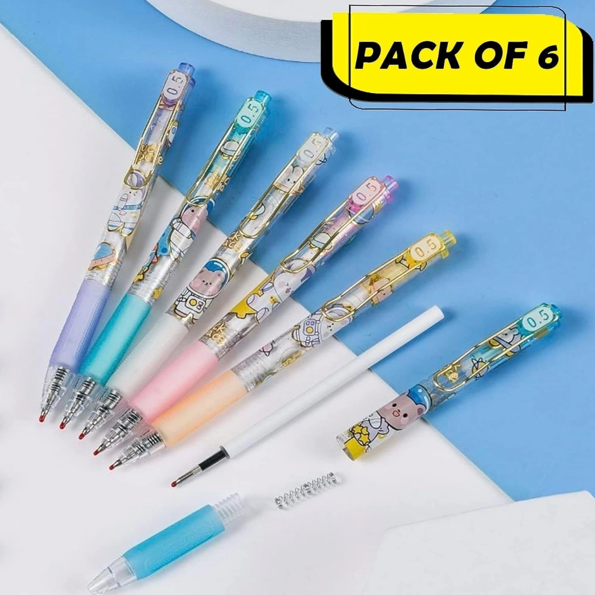 Retractable Gel Pen - Set of 6 0.5mm
