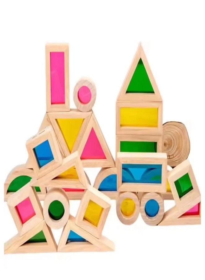TOYARTSY Wooden Rainbow Sensory Blocks