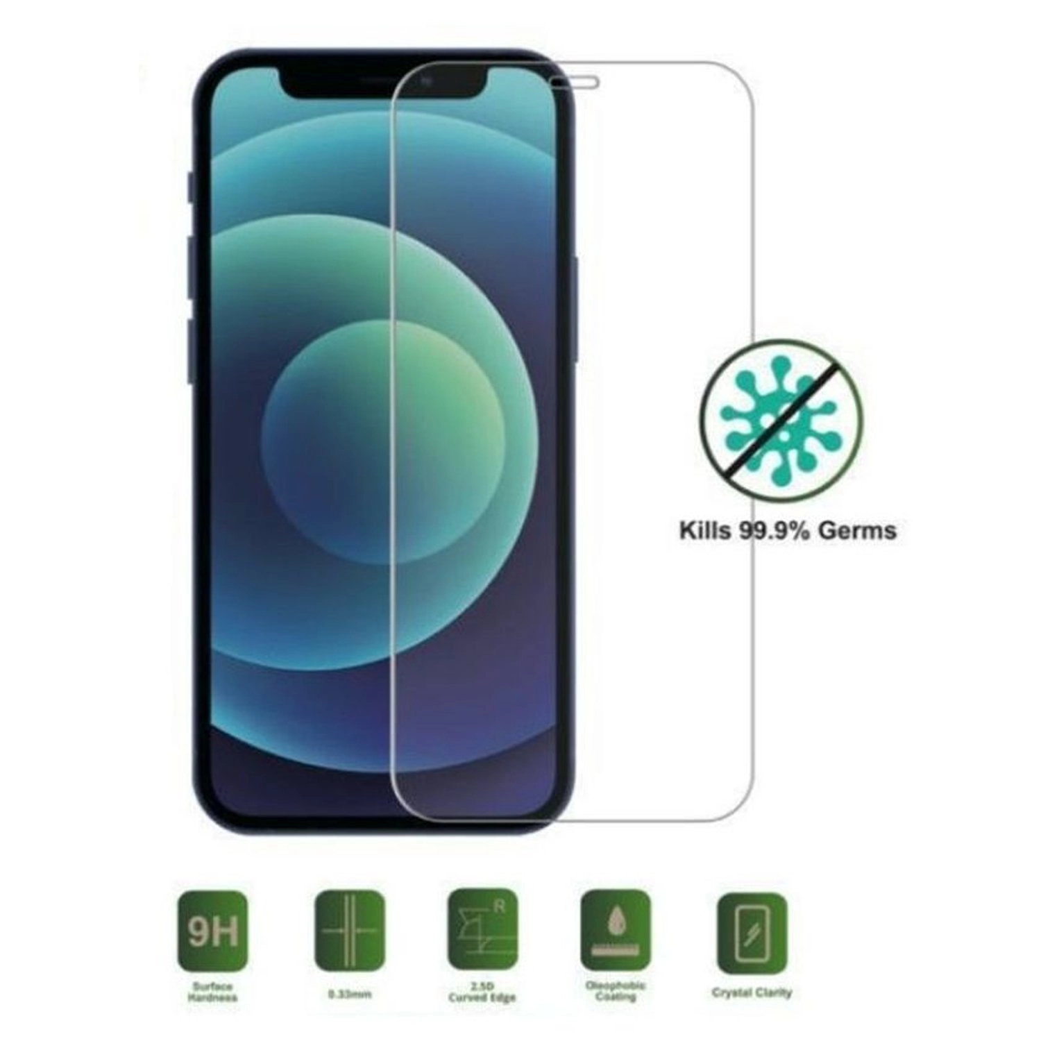Anti-Bacterial Glass Screen Protector for iPhone 12 Pro Max