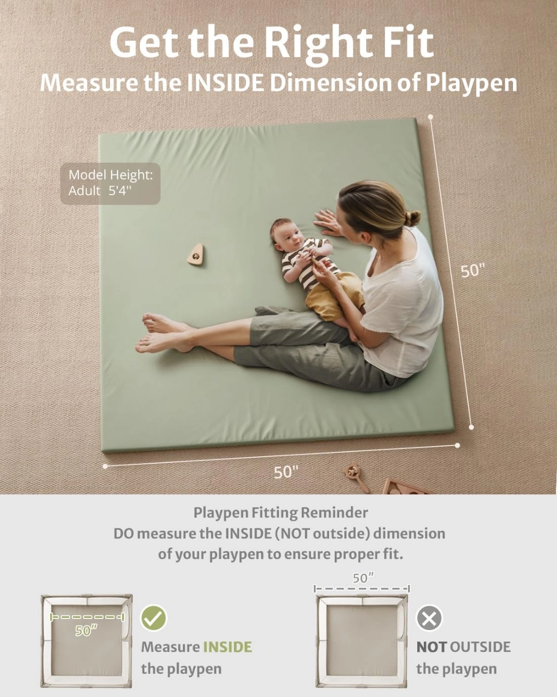 Vegan Leather Baby Play Mat - 50x50 Taupe