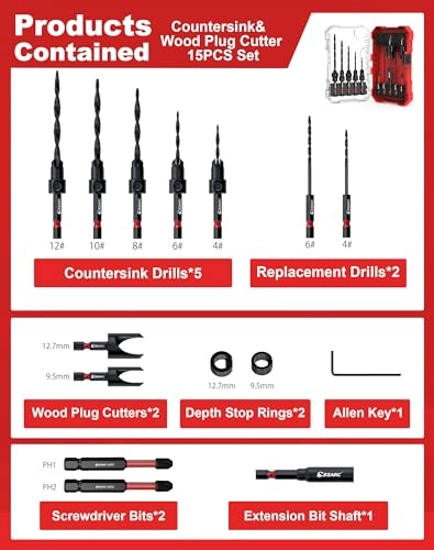 Countersink Drill Bit Set - Nitride-treated HSS 15 PCS
