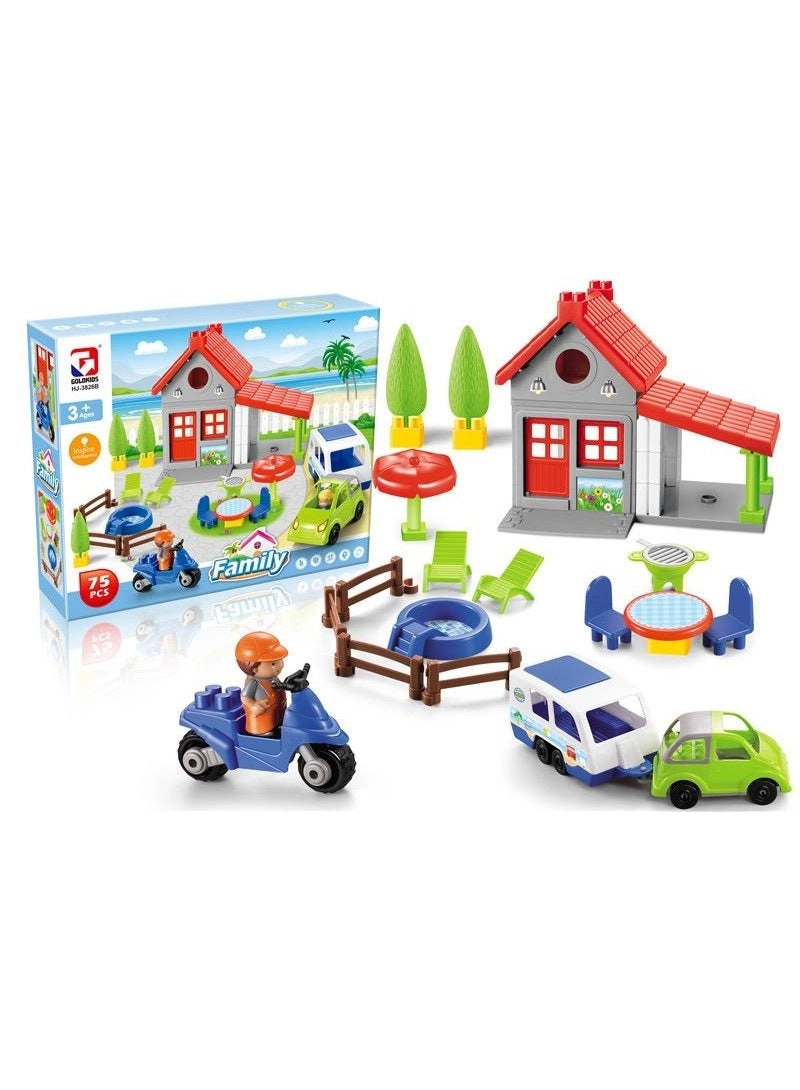 Toyland Family Home Building Blocks Playset - 75 pcs