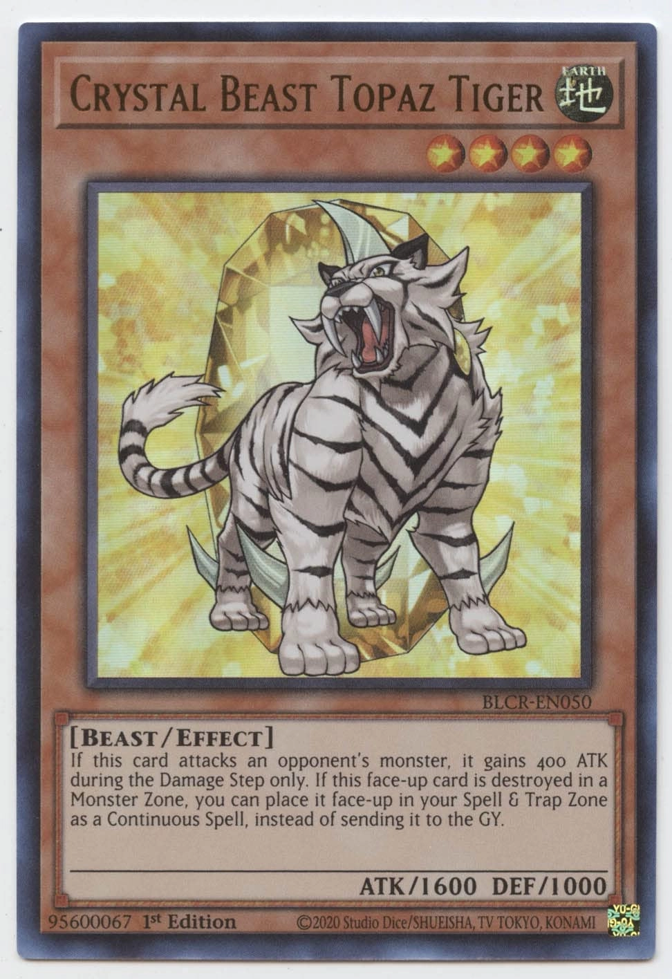 Yu-Gi-Oh! Crystal Beast Topaz Tiger - BLCR-EN050 - 1st Edition