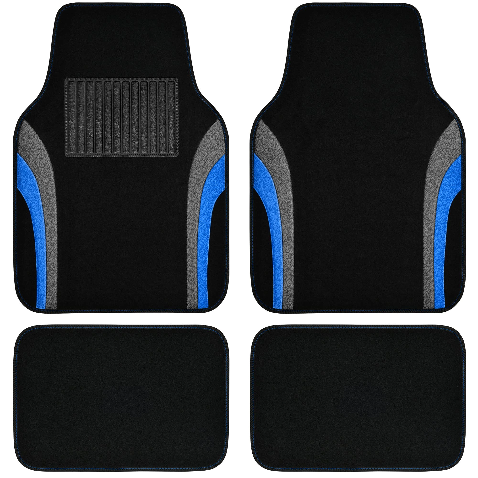 Universal Fit Car Floor Mats - Set of 4pcs Black and Burgundy