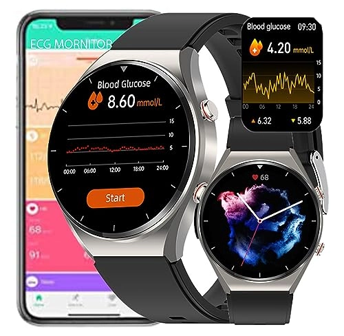 Blood Glucose Sugar Smart Watch - 1.32 inch Black