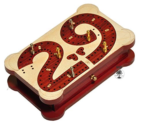 2 Track Cribbage Board - Wooden Inlaid Blood Wood Maple