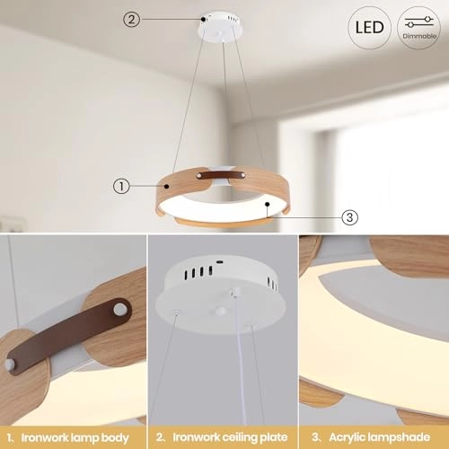 Round LED Chandelier - 3000K–6000K Dimmable