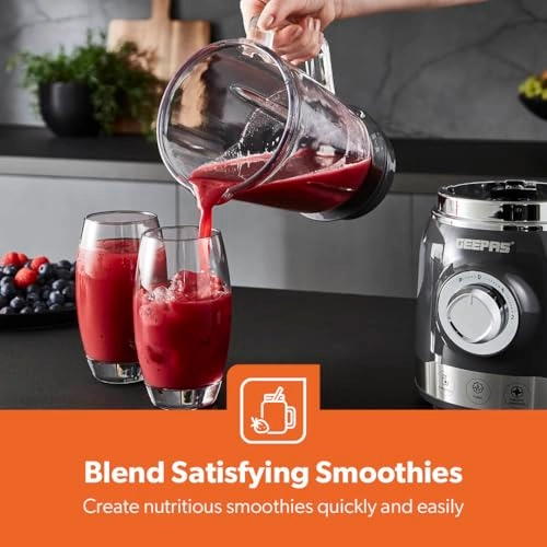 GSB44022UK - Glass Jug, 5 Speed with Pulse, Stainless Steel Blades
