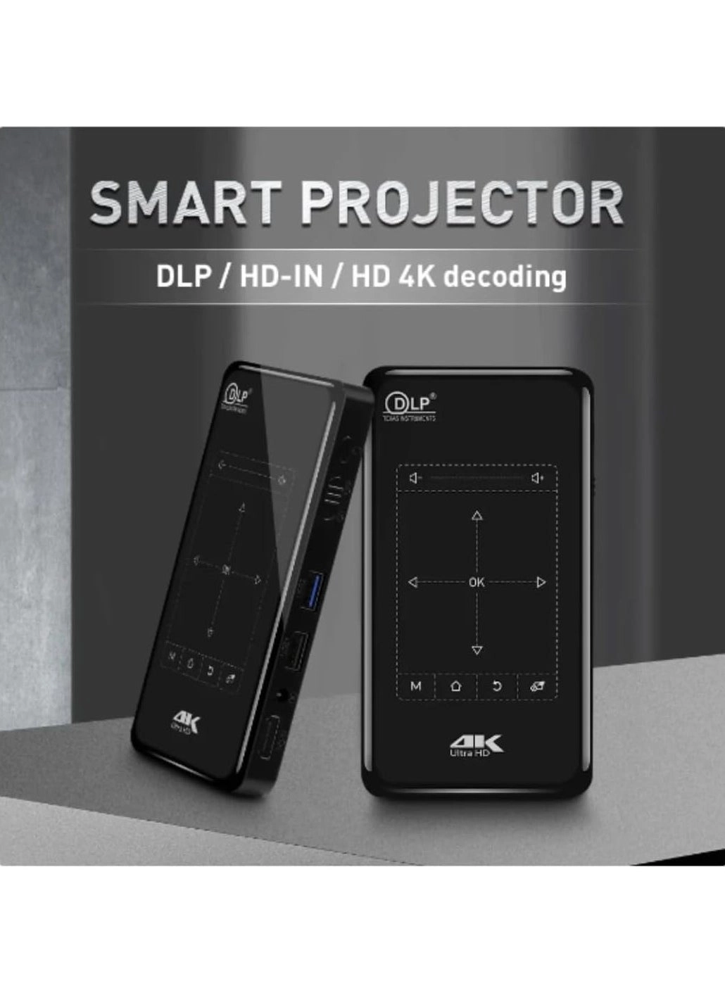 BP09 Portable Mini Smart Projector with 4K Ultra HD, DLP Technology, Android 9.0, and Bluetooth 4.1 – LED Home Cinema Video Beamer