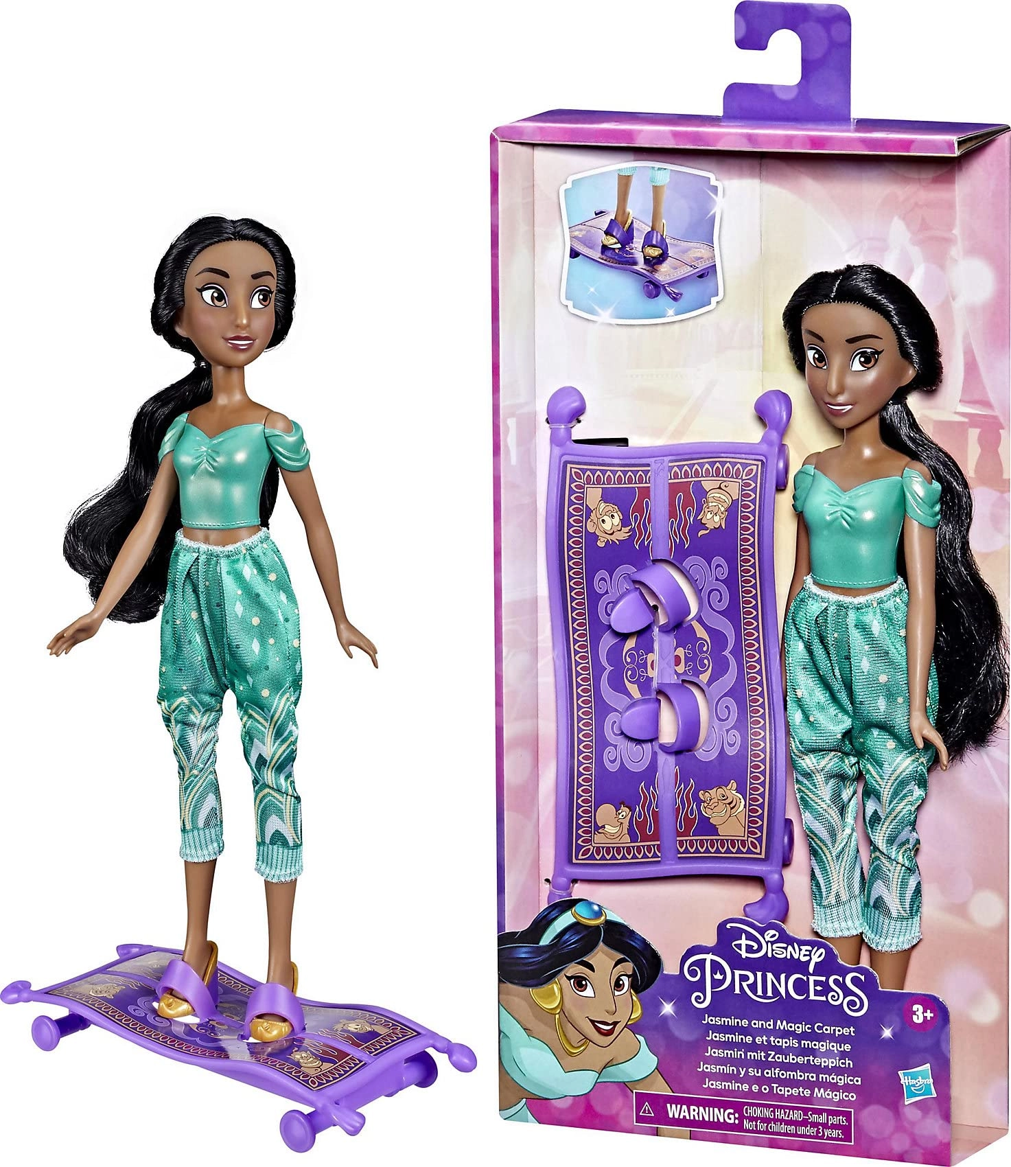 Hasbro Jasmine Fashion Doll - Everyday Adventures + Magic Carpet - With Wheels Ages 3+