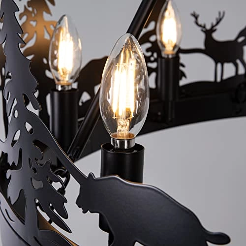 Wagon Wheel Chandelier - 30''W Matte Black