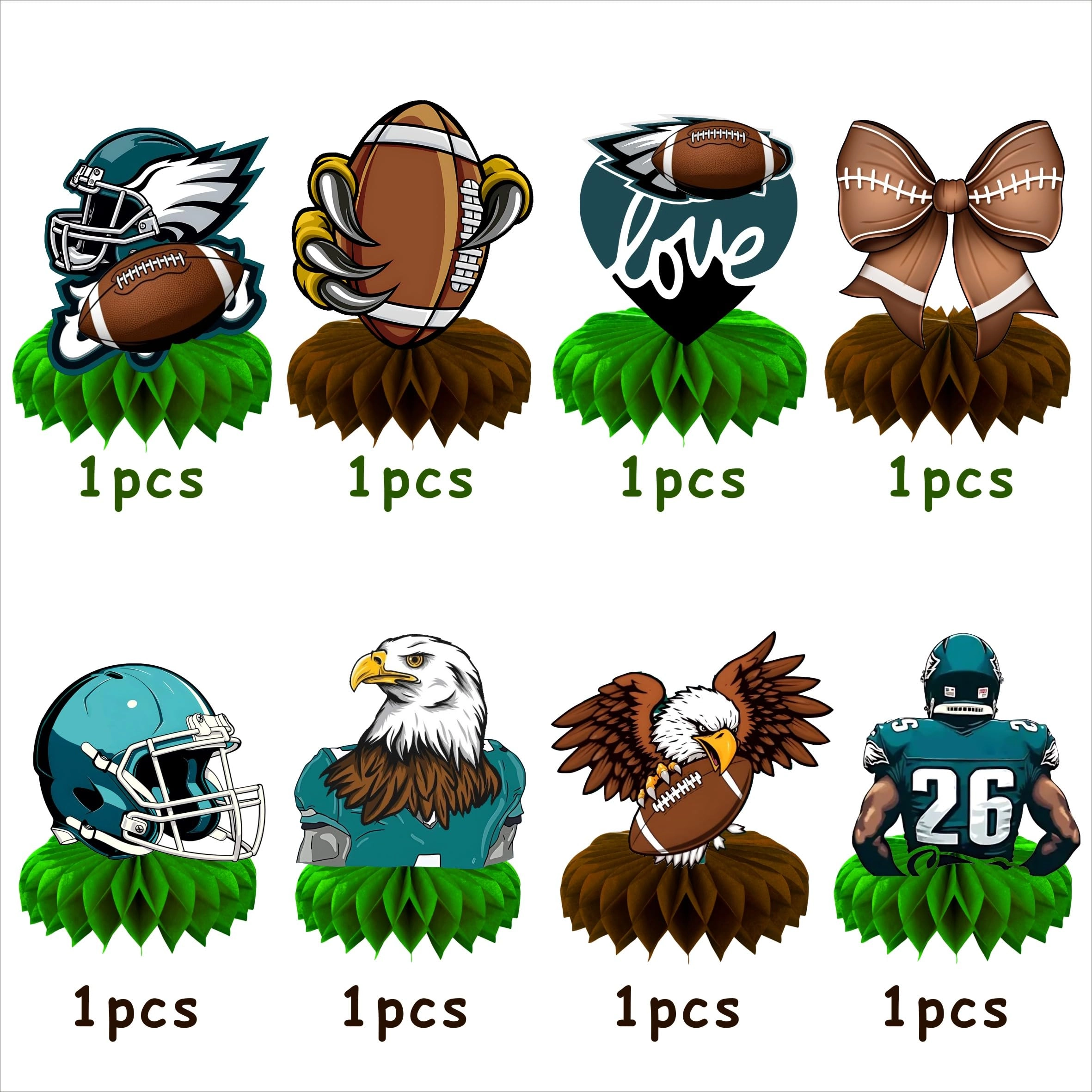 Football Honeycomb Table Centerpiece - 8Pcs Birthday Party