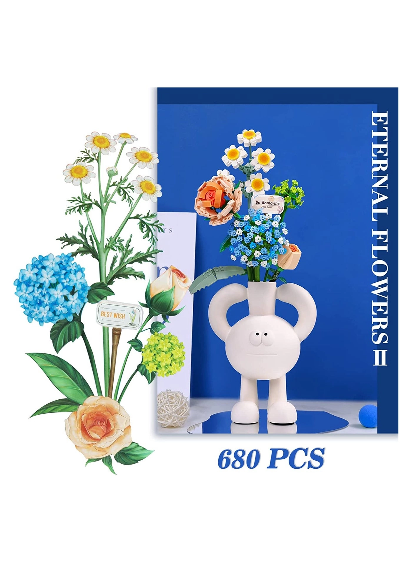 Mini Bricks Flower Bouquet - Chamomile 680 pcs