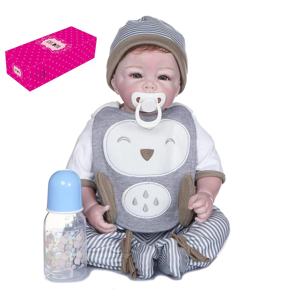 Morelian Reborn Baby Doll - 22 inch 55cm Silicone Vinyl Grey Owl Outfit Bundle