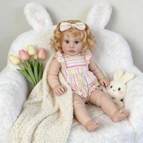 Pippa Reborn Baby Doll - 26 inch Cotton Vinyl Hand-rooted Curly Hair Ages 3+